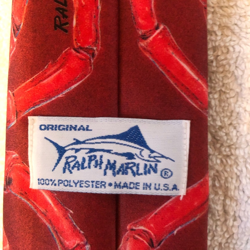 COPY - VTG Original Ralph Marlin 1988 Lobster Tie 100% Polyester Made in USA